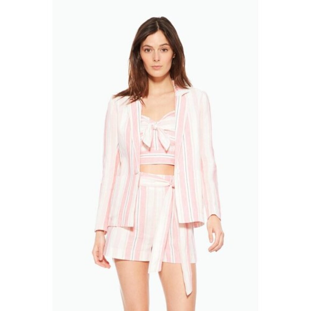 Parker Daren Pink Striped Blaze Jacket 100% Linen Candy Stripe SZ S NWT